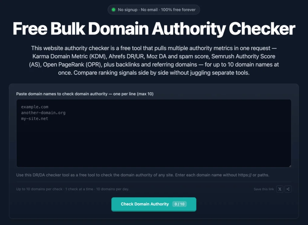 free bulk domain authority checker